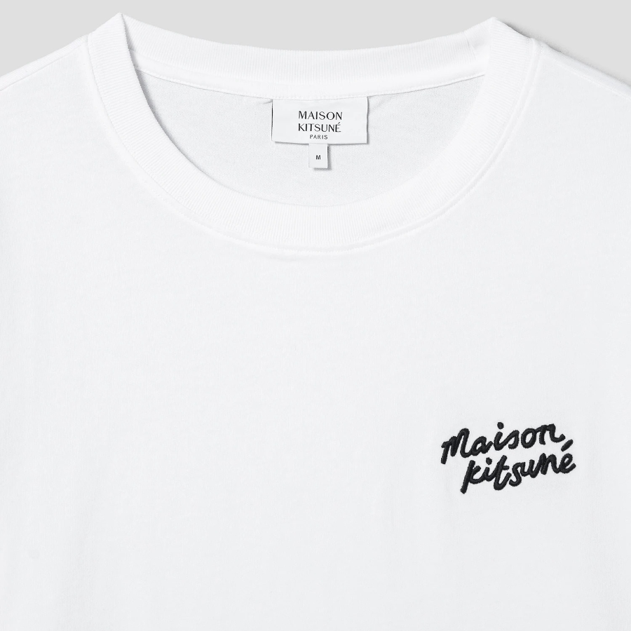 Maison Kitsune Men Maison Kitsune Handwriting Embroidery Oversize Tee - White