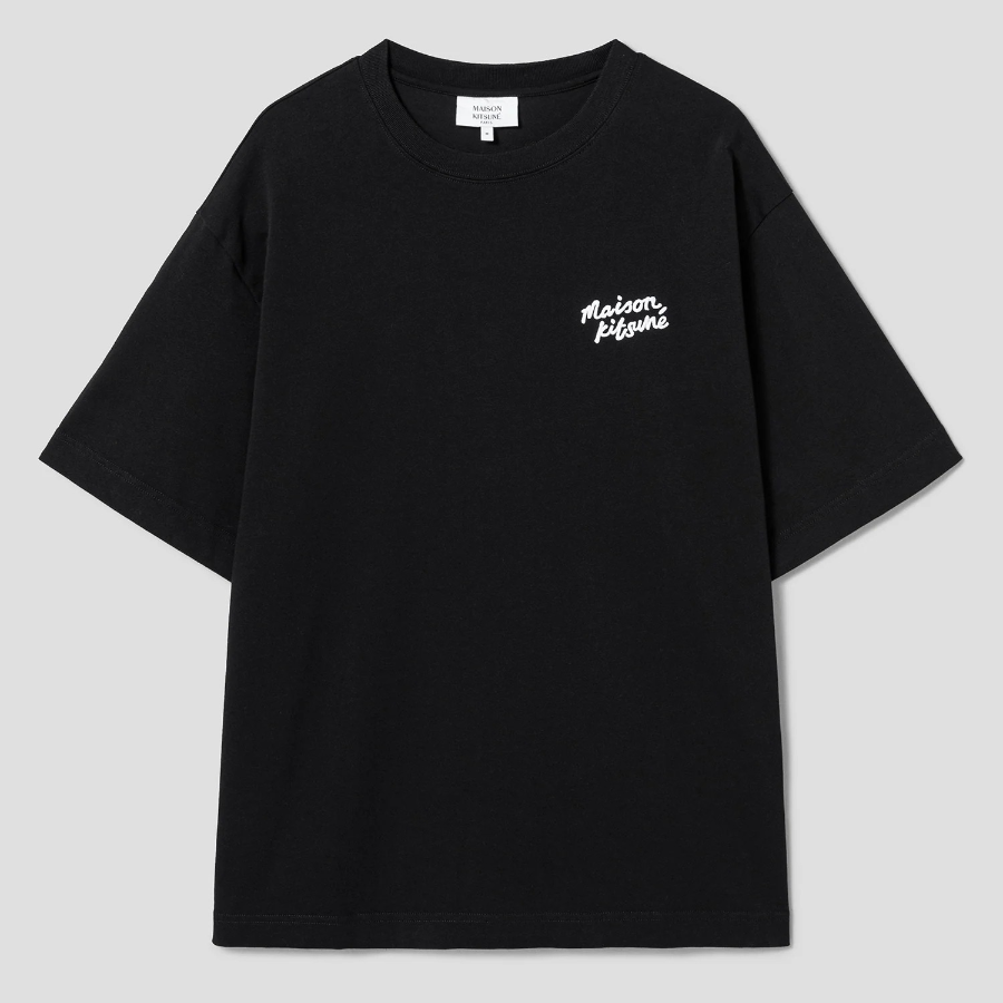 Maison Kitsune Men Maison Kitsune Handwriting Embroidery Oversize Tee - Black