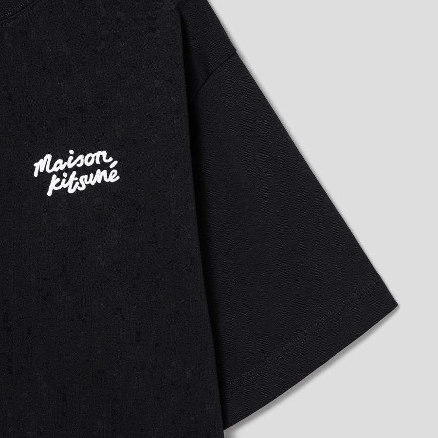 Maison Kitsune Men Maison Kitsune Handwriting Embroidery Oversize Tee - Black