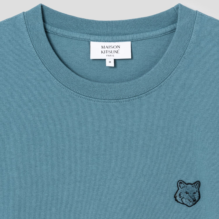Maison Kitsune Men Bold Fox Head Patch Comfort Tee Shirt - Seine Blue