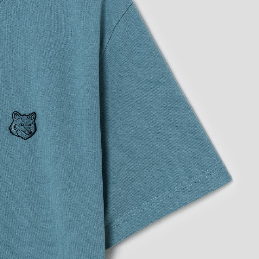 Maison Kitsune Men Bold Fox Head Patch Comfort Tee Shirt - Seine Blue