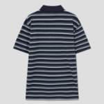 Maison Kitsune Men Profile Fox Patch Tri Color Stripes Polo - Ink Blue