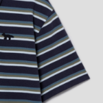 Maison Kitsune Men Profile Fox Patch Tri Color Stripes Polo - Ink Blue