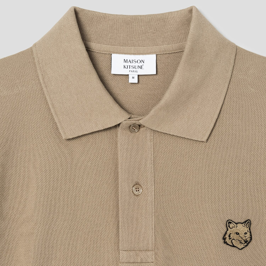 Maison Kitsune Men Bold Fox Head Patch Comfort Polo - Cardamon
