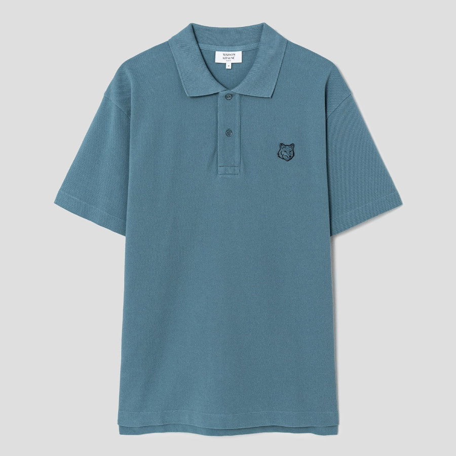 Maison Kitsune Men Bold Fox Head Patch Comfort Polo - Seine Blue