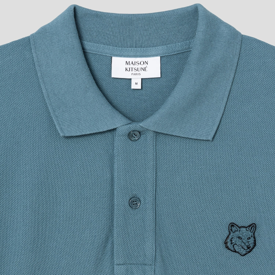 Maison Kitsune Men Bold Fox Head Patch Comfort Polo - Seine Blue