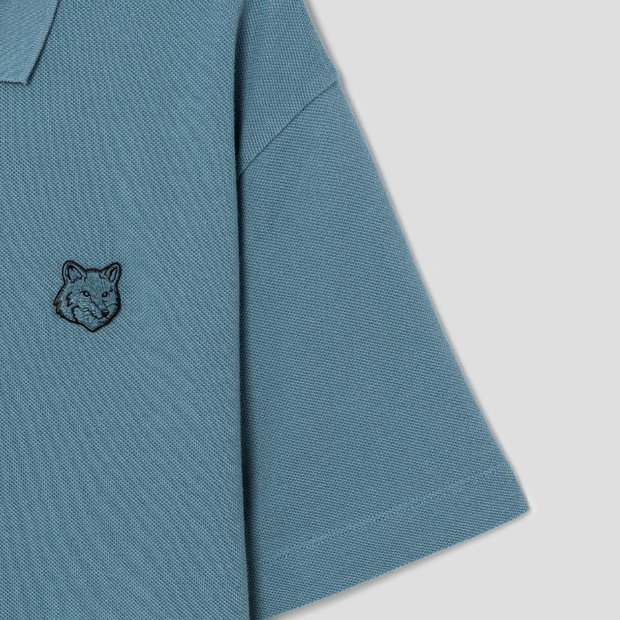 Maison Kitsune Men Bold Fox Head Patch Comfort Polo - Seine Blue