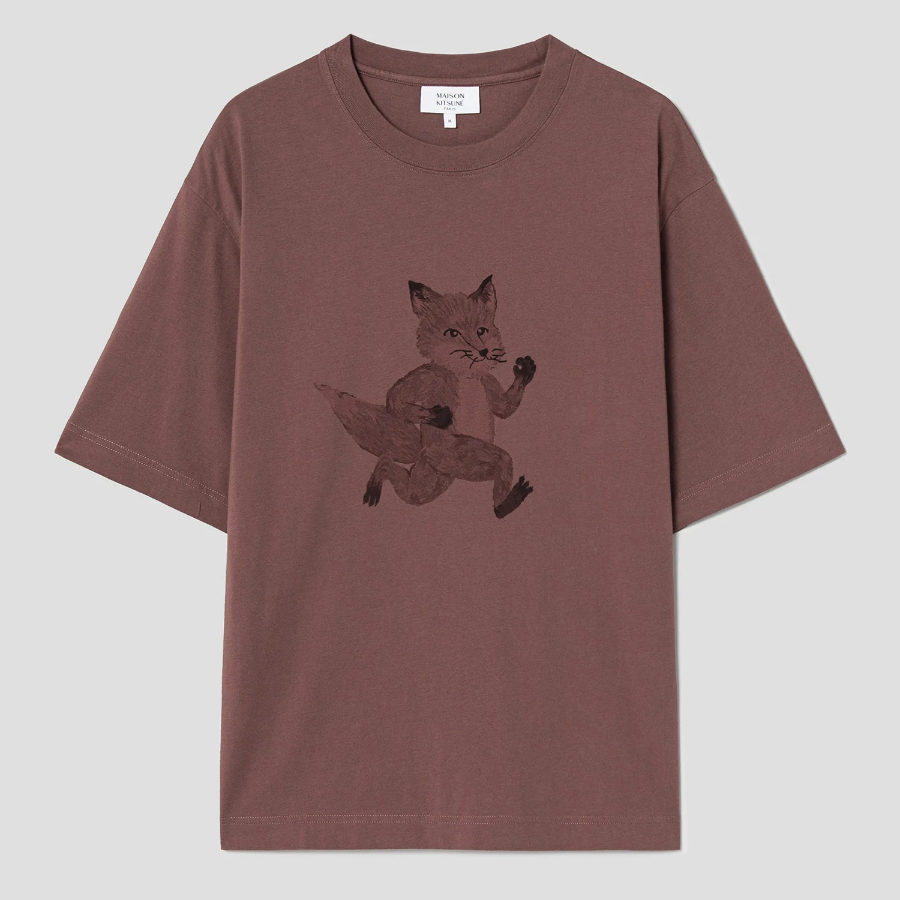 Maison Kitsune Men Speedy Fox Print Oversize Tee-Shirt - Brunette