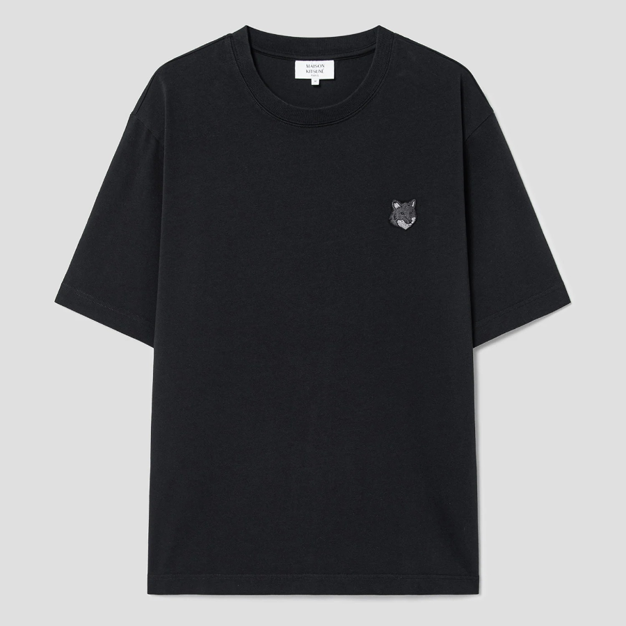Maison Kitsune Men Bold Fox Head Patch Oversize Tee Shirt - Black