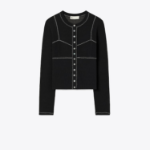 TORY BURCH Cotton and Nylon Mesh Cardigan – Black