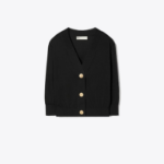 TORY BURCH Cotton Shrunken Cardigan – Black