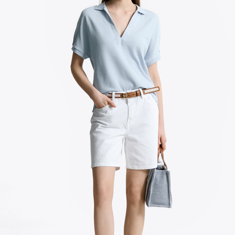 TOMMY HILFIGER [Official Headquarters] Open Collar Short Sleeve Polo Shirt