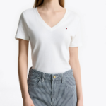TOMMY HILFIGER [Official Headquarters] Slim V-neck Rib T-shirt
