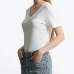 TOMMY HILFIGER [Official Headquarters] Slim V-neck Rib T-shirt