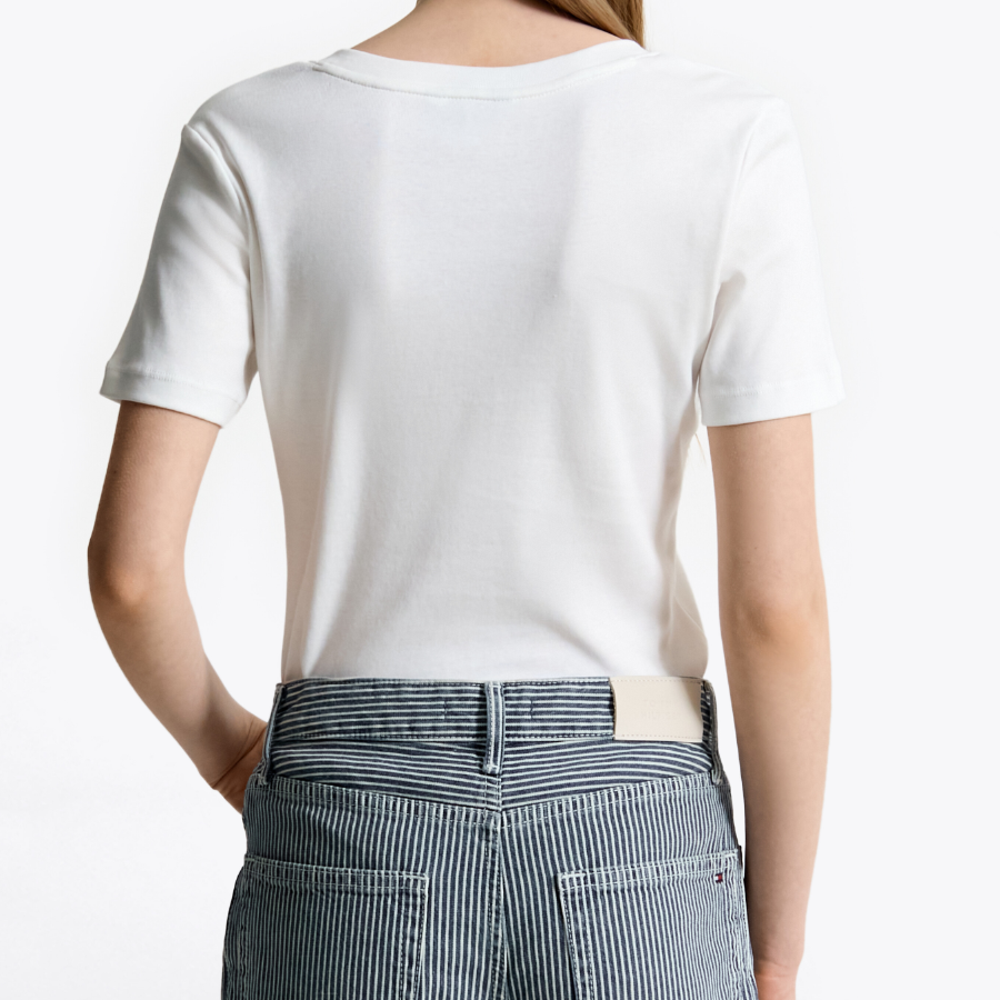 TOMMY HILFIGER [Official Headquarters] Slim V-neck Rib T-shirt