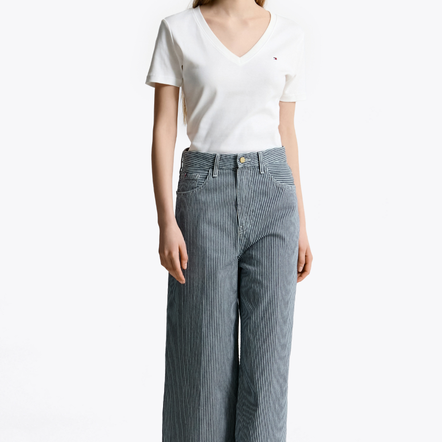 TOMMY HILFIGER [Official Headquarters] Slim V-neck Rib T-shirt