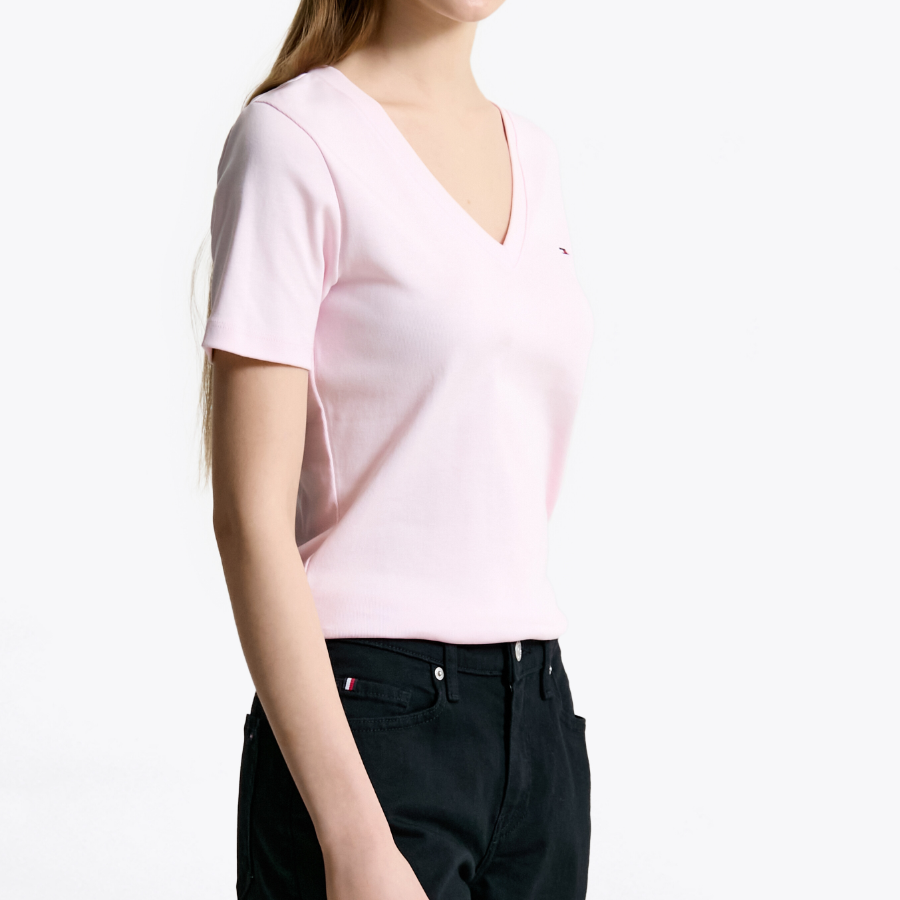 TOMMY HILFIGER [Official Headquarters] Slim V-neck Rib T-shirt