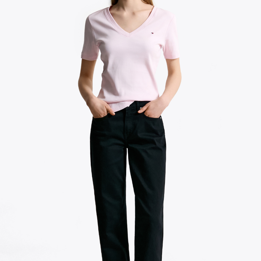 TOMMY HILFIGER [Official Headquarters] Slim V-neck Rib T-shirt