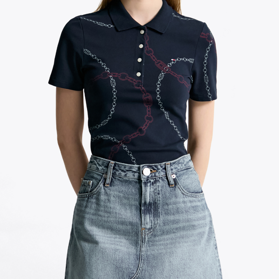 TOMMY HILFIGER [Official Headquarters] All Over Pattern Polo T-shirt