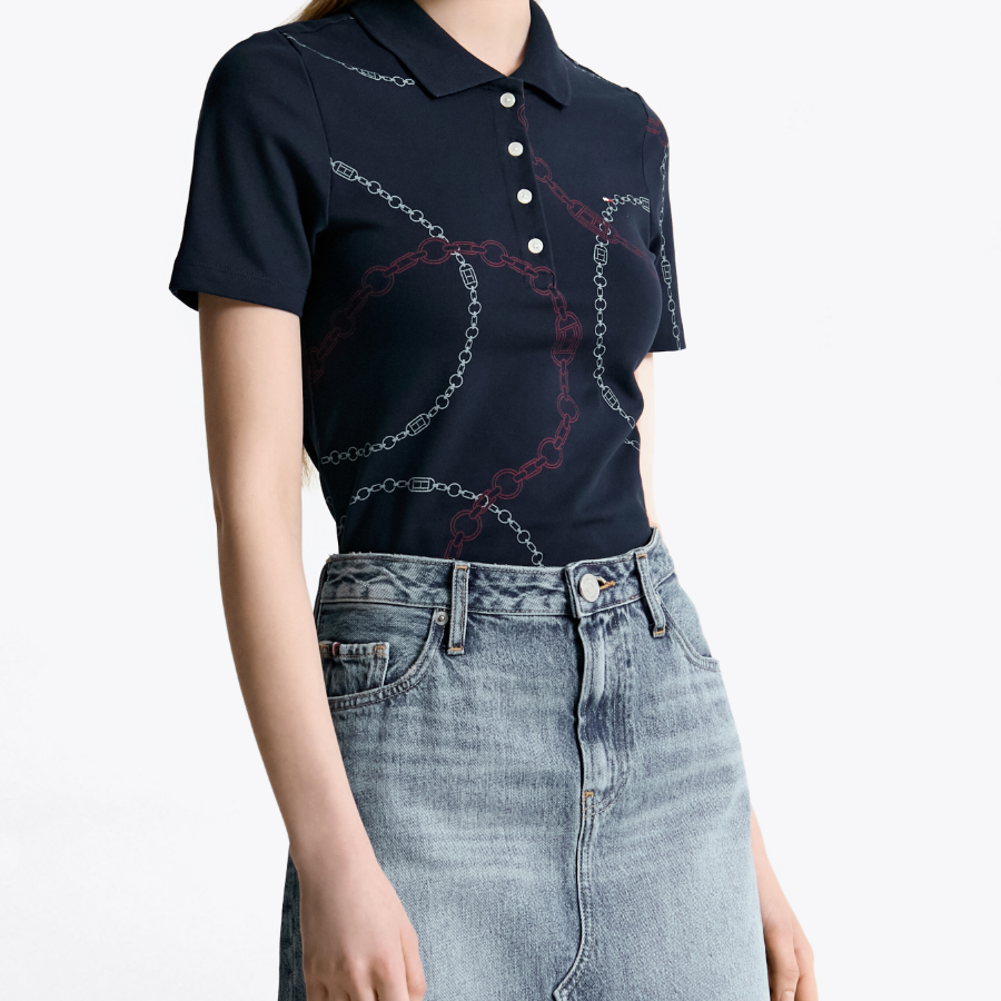 TOMMY HILFIGER [Official Headquarters] All Over Pattern Polo T-shirt