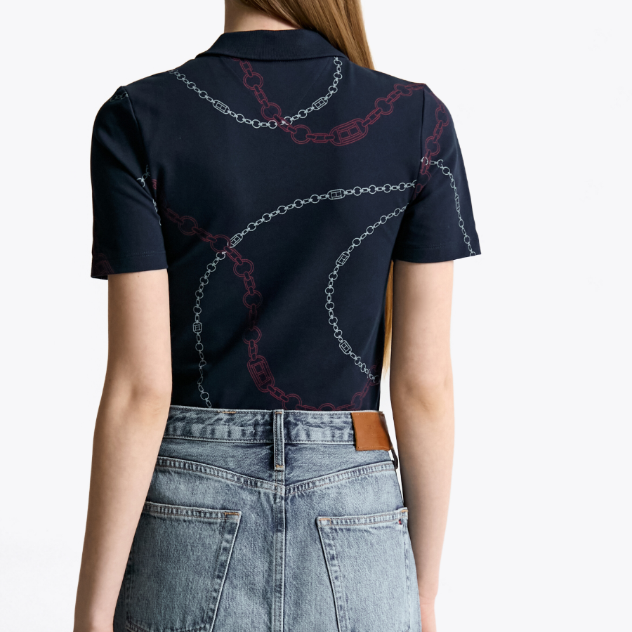 TOMMY HILFIGER [Official Headquarters] All Over Pattern Polo T-shirt