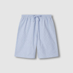 JAJU Seersucker Check 5-Part Pajama Set – Light Blue