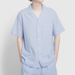 JAJU Seersucker Check 5-Part Pajama Set – Light Blue