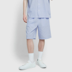 JAJU Seersucker Check 5-Part Pajama Set – Light Blue