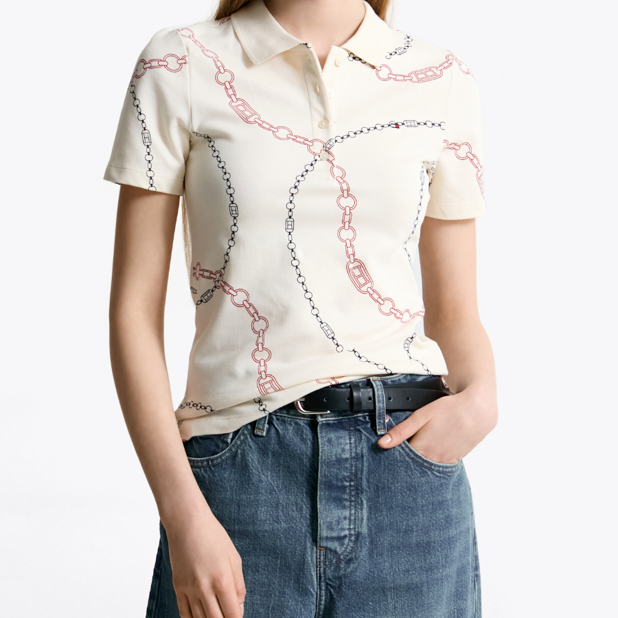 TOMMY HILFIGER [Official Headquarters] All-Over Pattern Polo Shirt