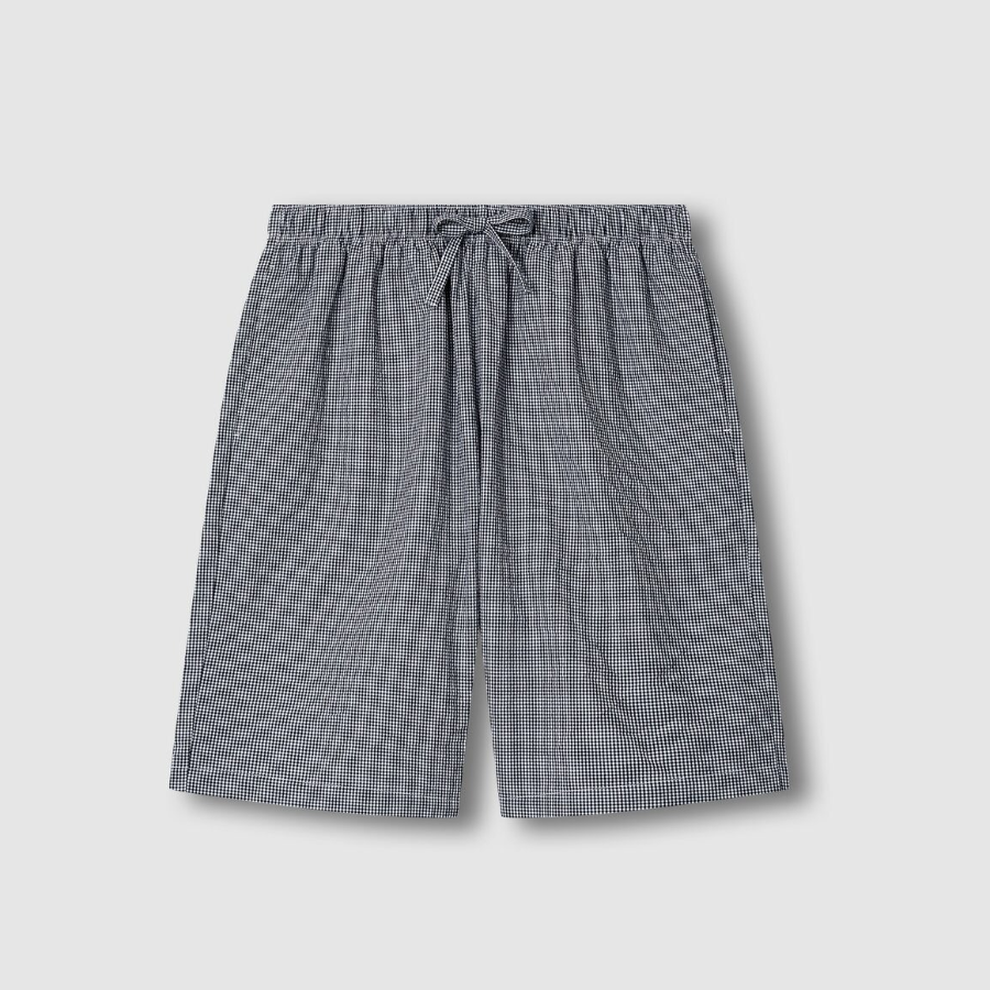 JAJU Seersucker Check 5-Part Pajama Set – Light Navy