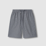 JAJU Seersucker Check 5-Part Pajama Set – Light Navy