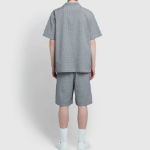 JAJU Seersucker Check 5-Part Pajama Set – Light Navy