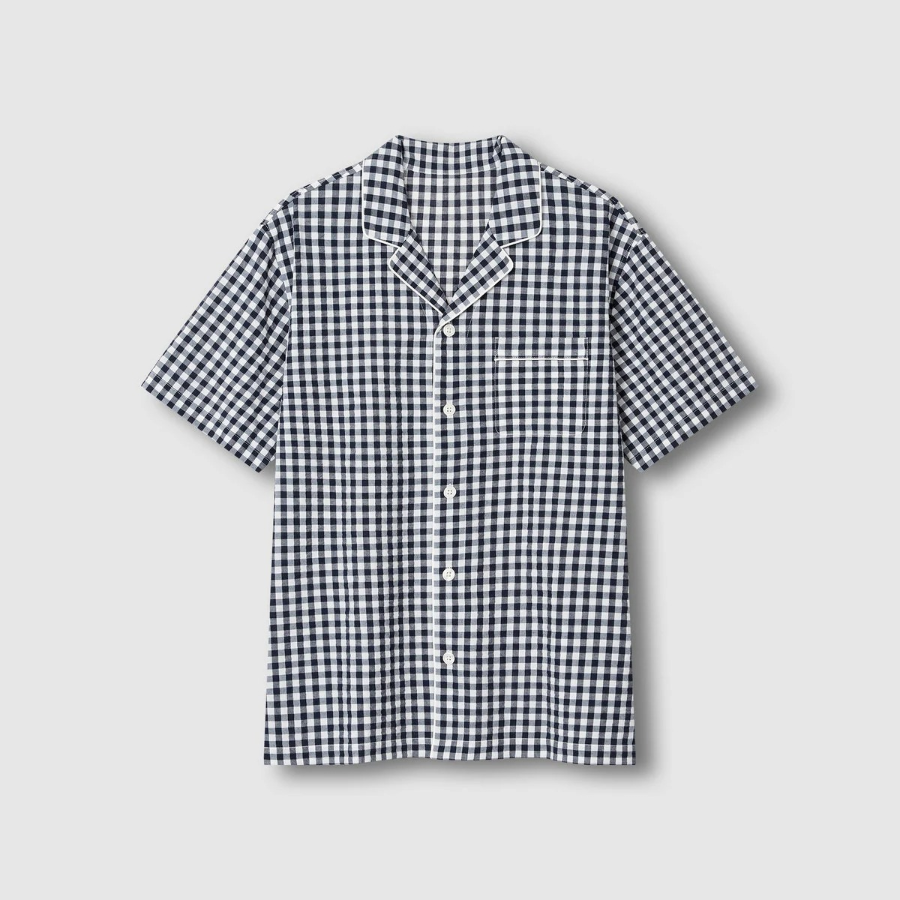 JAJU Seersucker 5-Part Pajama Set – Light Navy