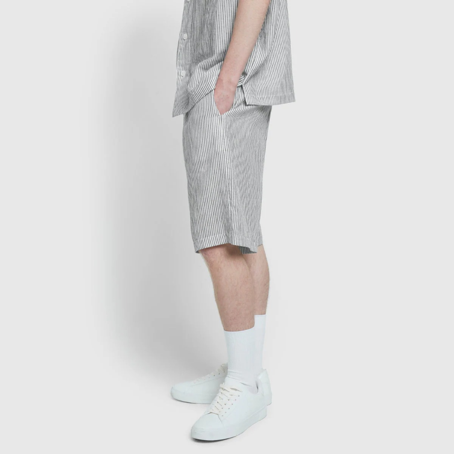 JAJU Summer Double Cotton 5-Part Pajama Set – Light Navy