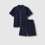 JAJU 60-Count Cotton 5-Part Pajama Set – Navy