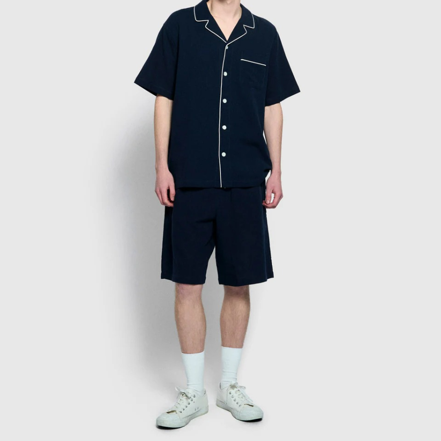 JAJU 60-Count Cotton 5-Part Pajama Set – Navy