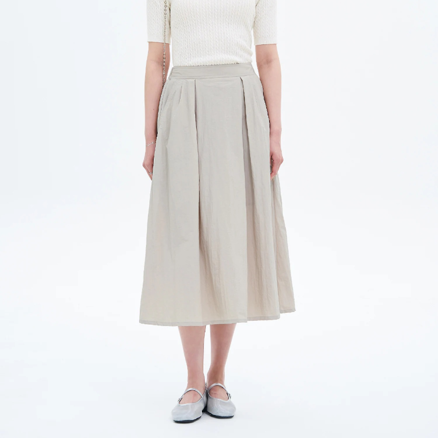 8 seconds Synthetic A-Line Long Skirt - Beige