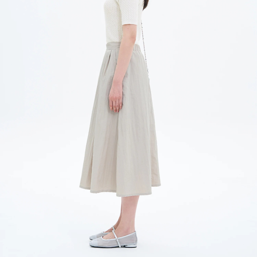 8 seconds Synthetic A-Line Long Skirt - Beige