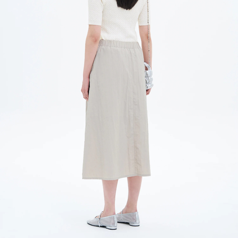 8 seconds Synthetic A-Line Long Skirt - Beige