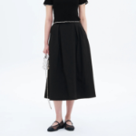 8 seconds Synthetic A-Line Long Skirt - Black