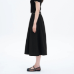 8 seconds Synthetic A-Line Long Skirt - Black