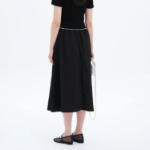 8 seconds Synthetic A-Line Long Skirt - Black