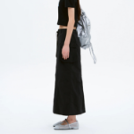 8 seconds Nylon Cargo Long Skirt - Black