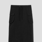 8 seconds Nylon Cargo Long Skirt - Black