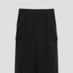 8 seconds Nylon Cargo Long Skirt - Black