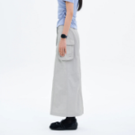 8 seconds Nylon Cargo Long Skirt - Light Grey