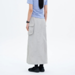 8 seconds Nylon Cargo Long Skirt - Light Grey