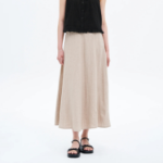 8 seconds Linen Flare Skirt - Beige