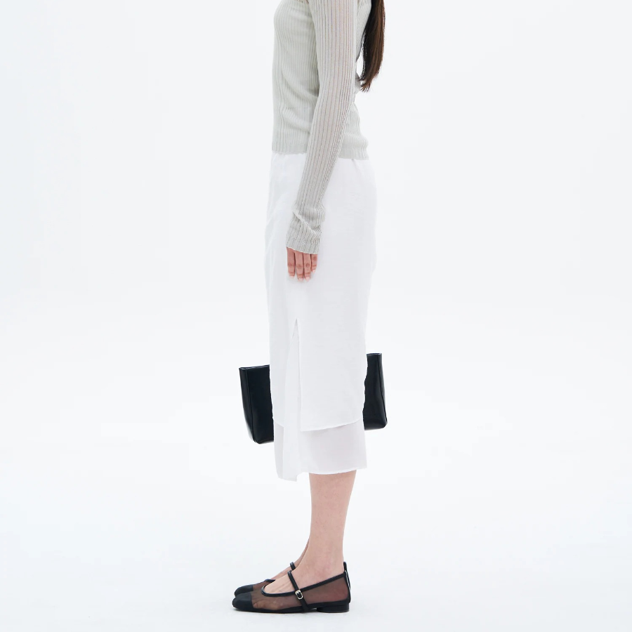8 seconds Strap Layered Skirt - White