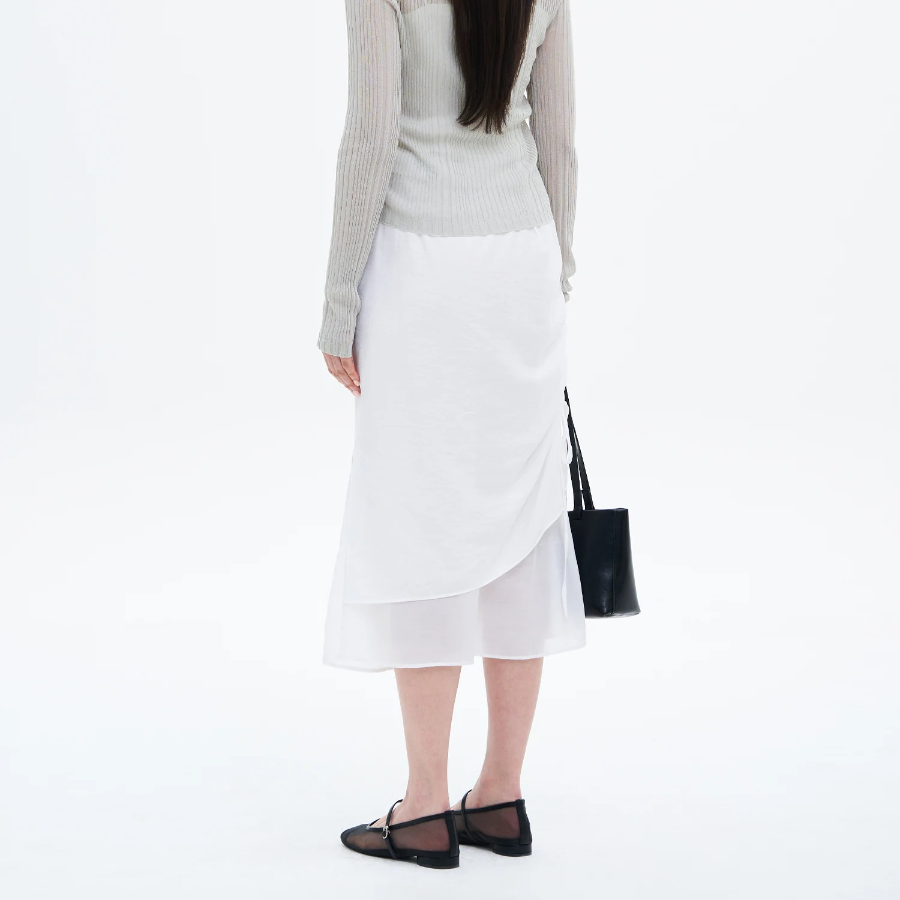 8 seconds Strap Layered Skirt - White